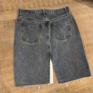 Zara Raw-Edge Light Black/Grey Denim Jean Skirt Slits Size Small